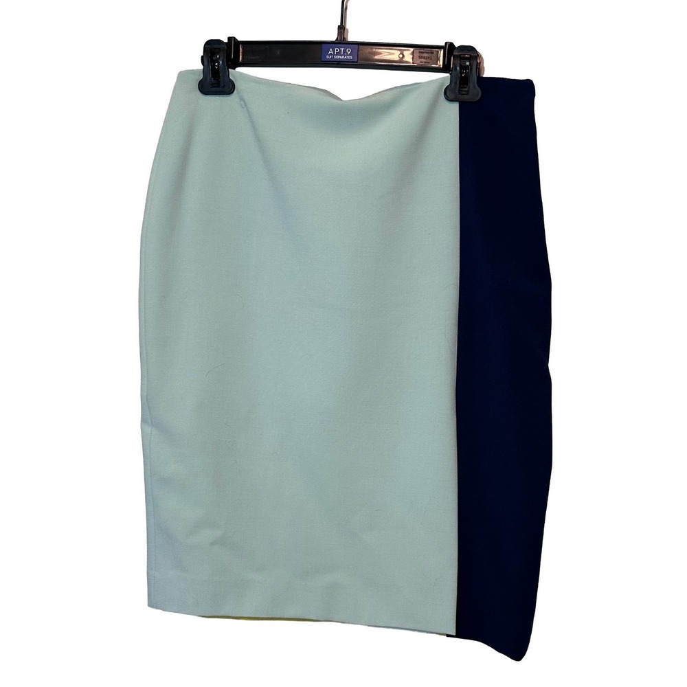 Boden Womens Colorblock Pencil Skirt Blue Navy Yellow Lined‎ Stretch US 10L
